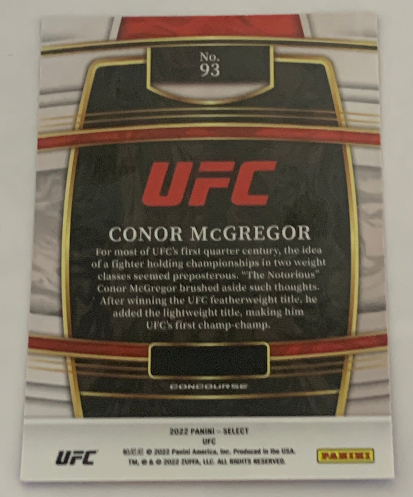 Conor McGregor 2022 UFC Panini Select Card