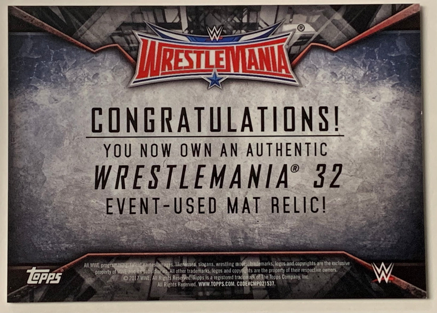 Dean Ambrose 2017 WWE Topps Wrestlemania 32 Authentic Event-Used Mat Relic