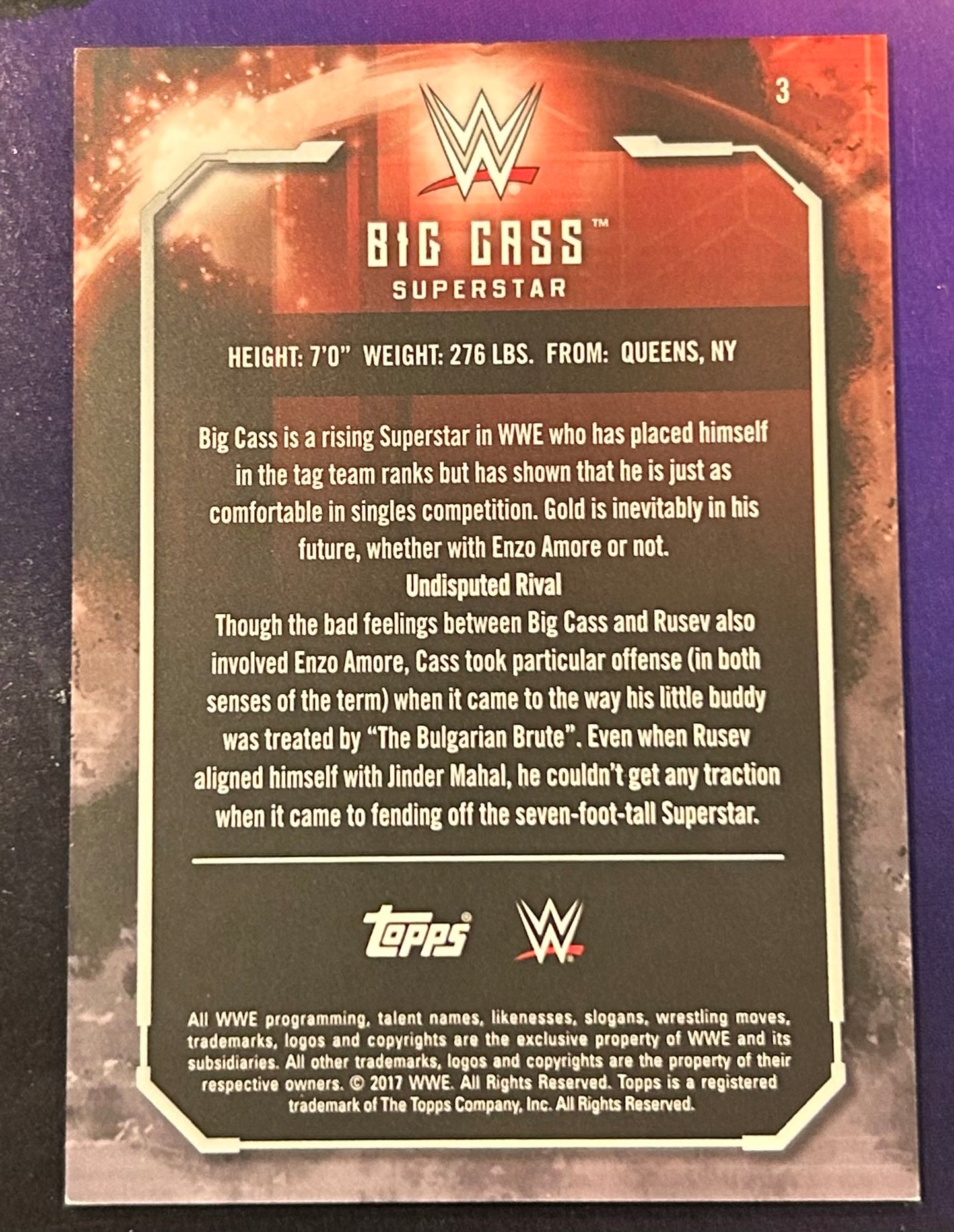 * Big Cass 2017 WWE Topps Undisputed BLUE Parallel Card