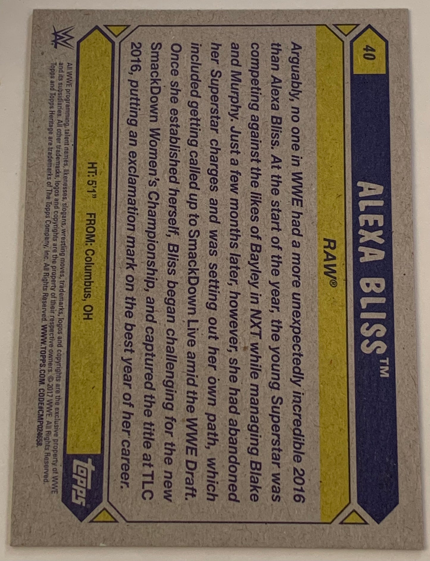 Alexa Bliss 2017 WWE Topps All-Star Rookie Card