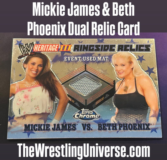 * Mickie James & Beth Phoenix 2008 WWE Topps Chrome “Ringside Relics” Card