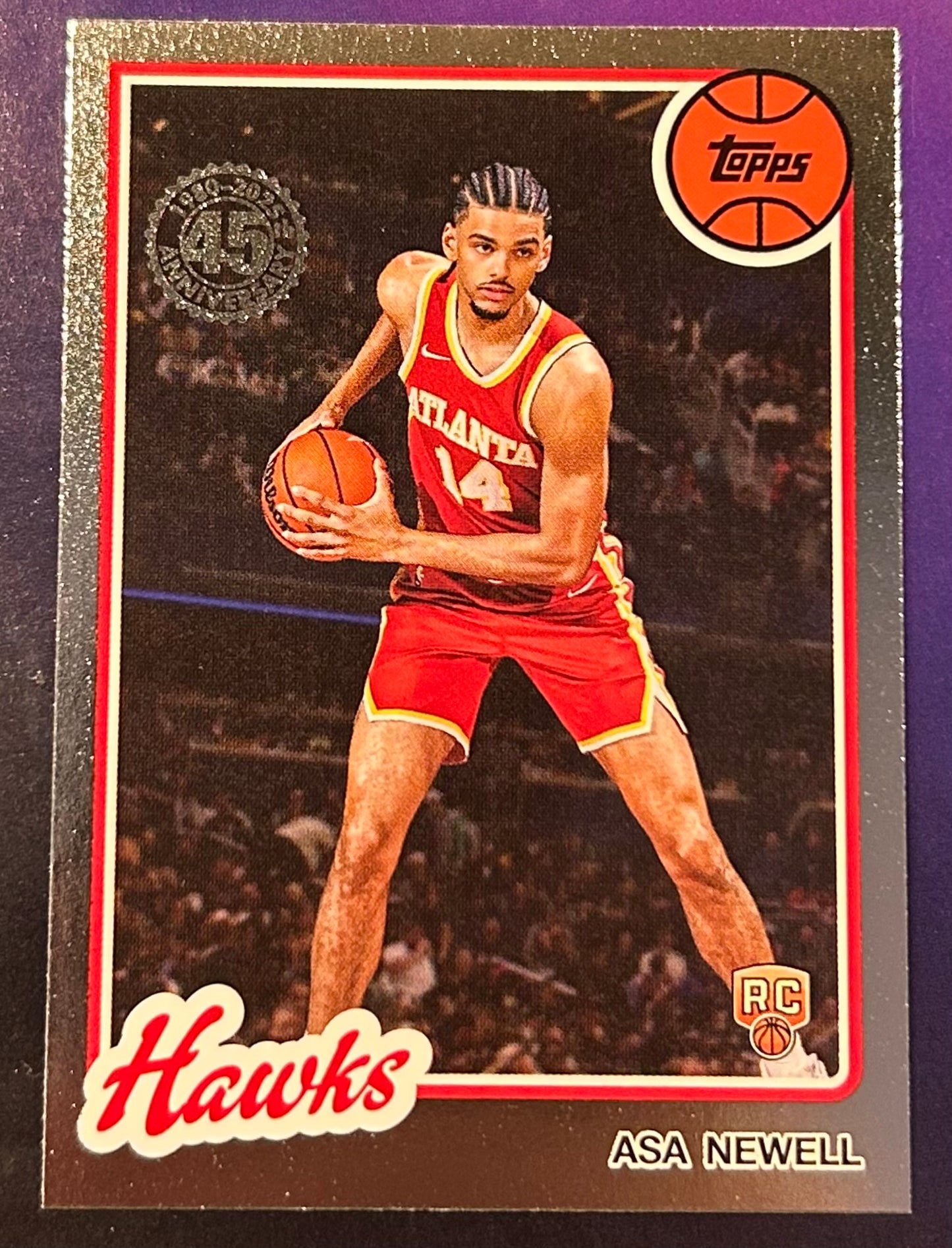 * Asa Newell 2025-26 Topps NBA Anniversary Foil ROOKIE Card HAWKS