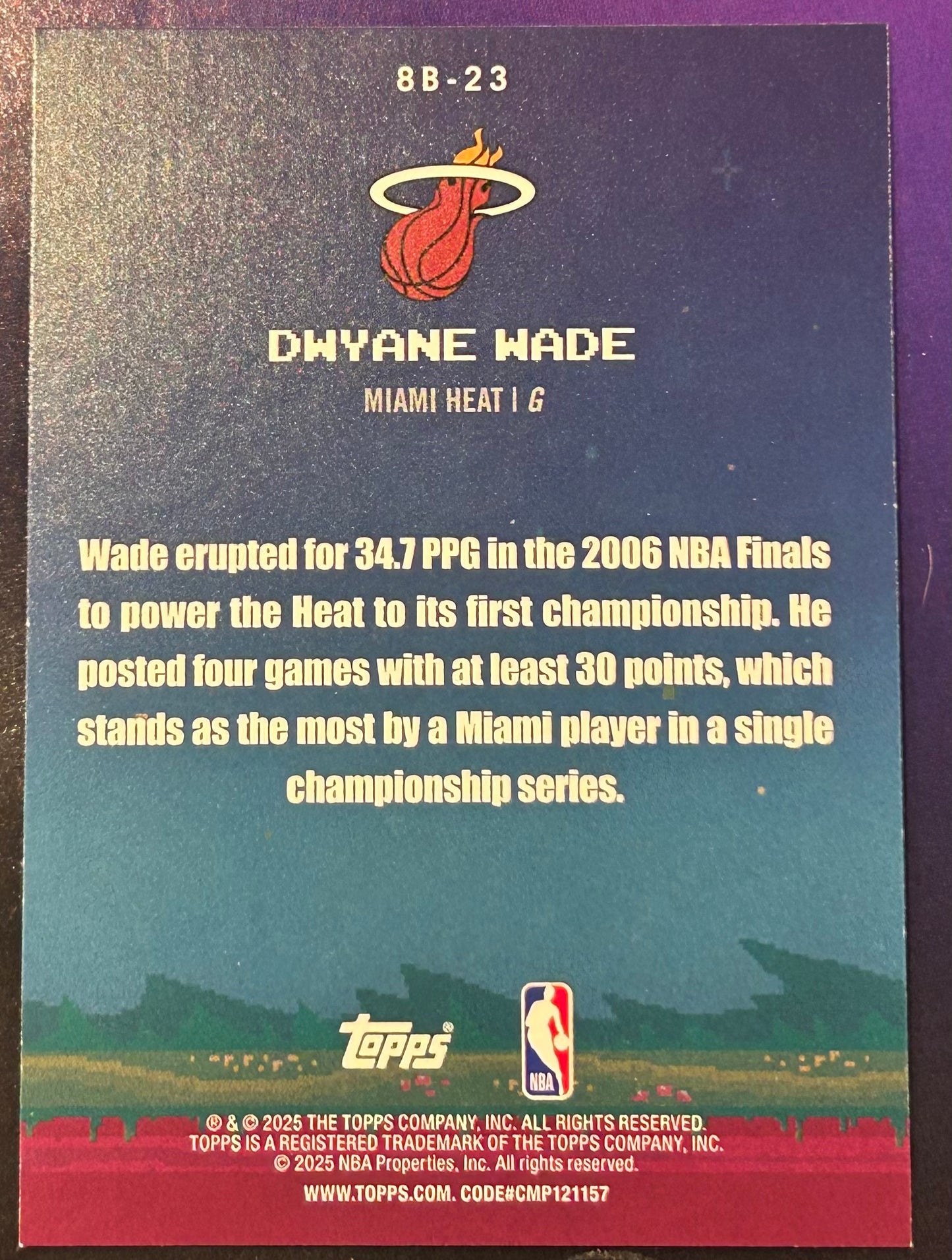 * Dwayne Wade 2025-26 Topps NBA “8-Bit Ballers” Insert Card HEAT