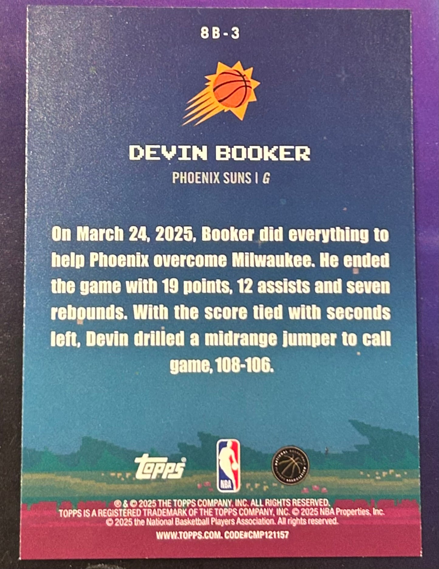 * Devin Booker 2025-26 Topps NBA “8-Bit Ballers” Insert Card SUNS