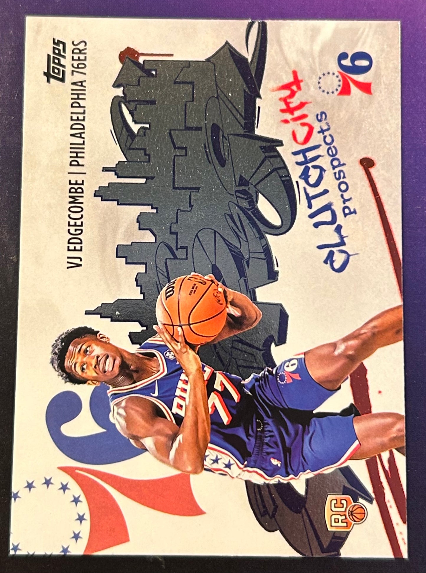 * VJ Edgecombe 2025-26 Topps NBA “Clutch City Prospects” Insert Rookie Card 76ers