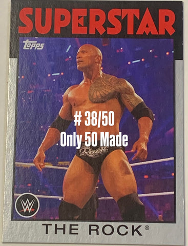 The Rock 2016 WWE Topps Heritage Silver Parallel Card #38/50 (Only 50 Made)!!!