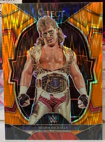 Shawn Michaels HBK 2023 WWE Panini Select Orange Wave Refractor Card