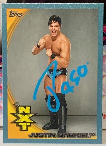 Justin Gabriel 2010 SIGNED WWE NXT Blue Parallel ROOKIE Card #/2010