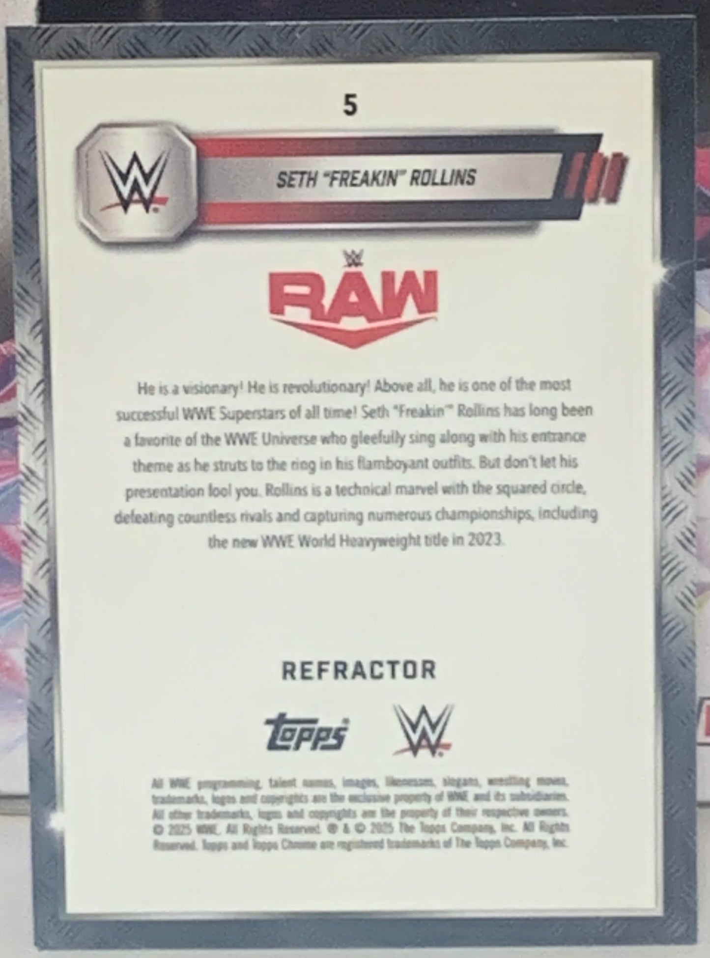 Seth Rollins 2025 WWE Topps Chrome REFRACTOR Card