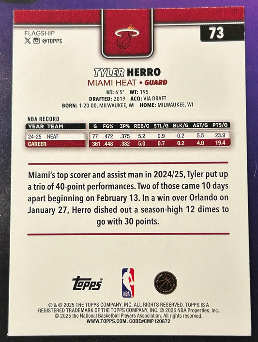 * Tyler Herro 2025-26 Topps NBA Card MIAMI HEAT
