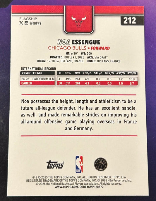 * Noa Essegue 2025-26 Topps NBA ROOKIE Card CHICAGO BULLS