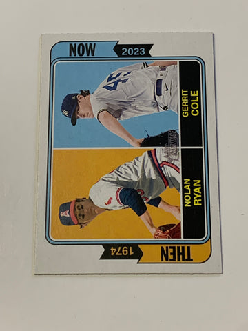 Nolan Ryan & Gerrit Cole 2023 Topps Heritage Now and Then Insert Card