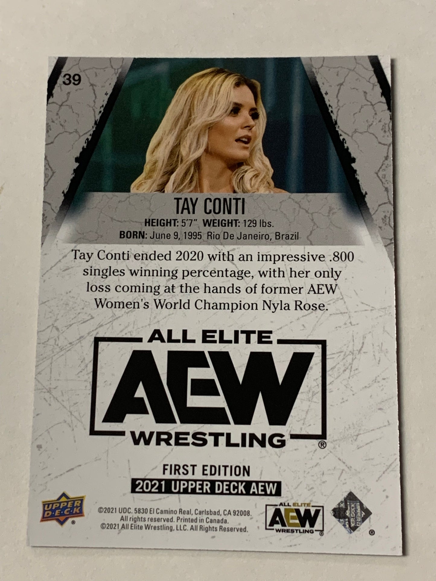 Tay Conti 2021 AEW Upper Deck Red Parallel Card #3/100