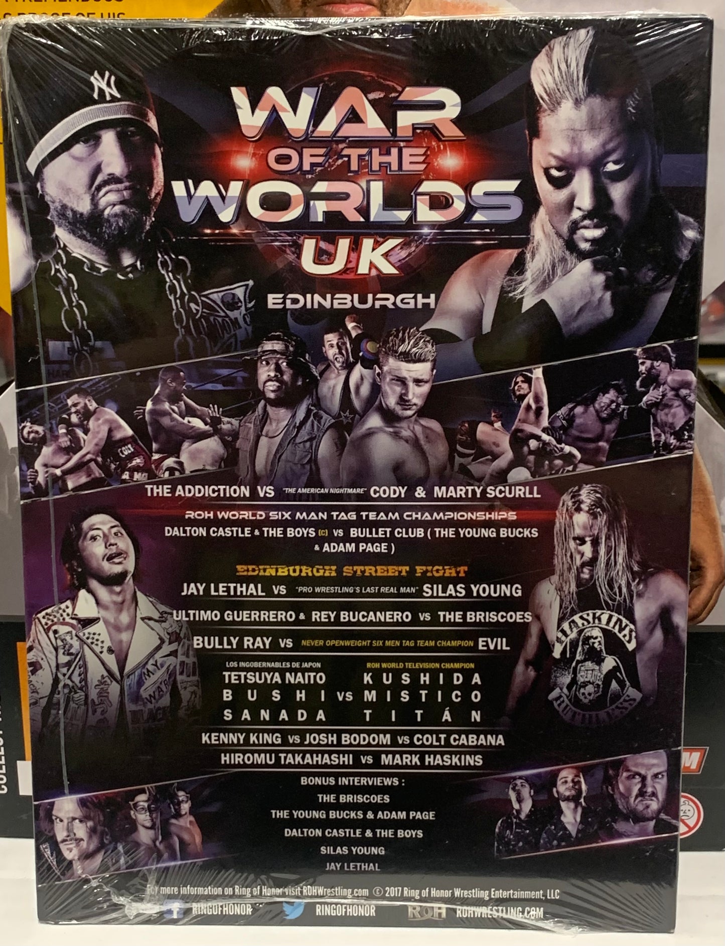 ROH Ring of Honor DVD “War of the Worlds UK, Edinburgh” 8/20/2017 (Cody, Bully Ray, The Addiction, Bullet Club)