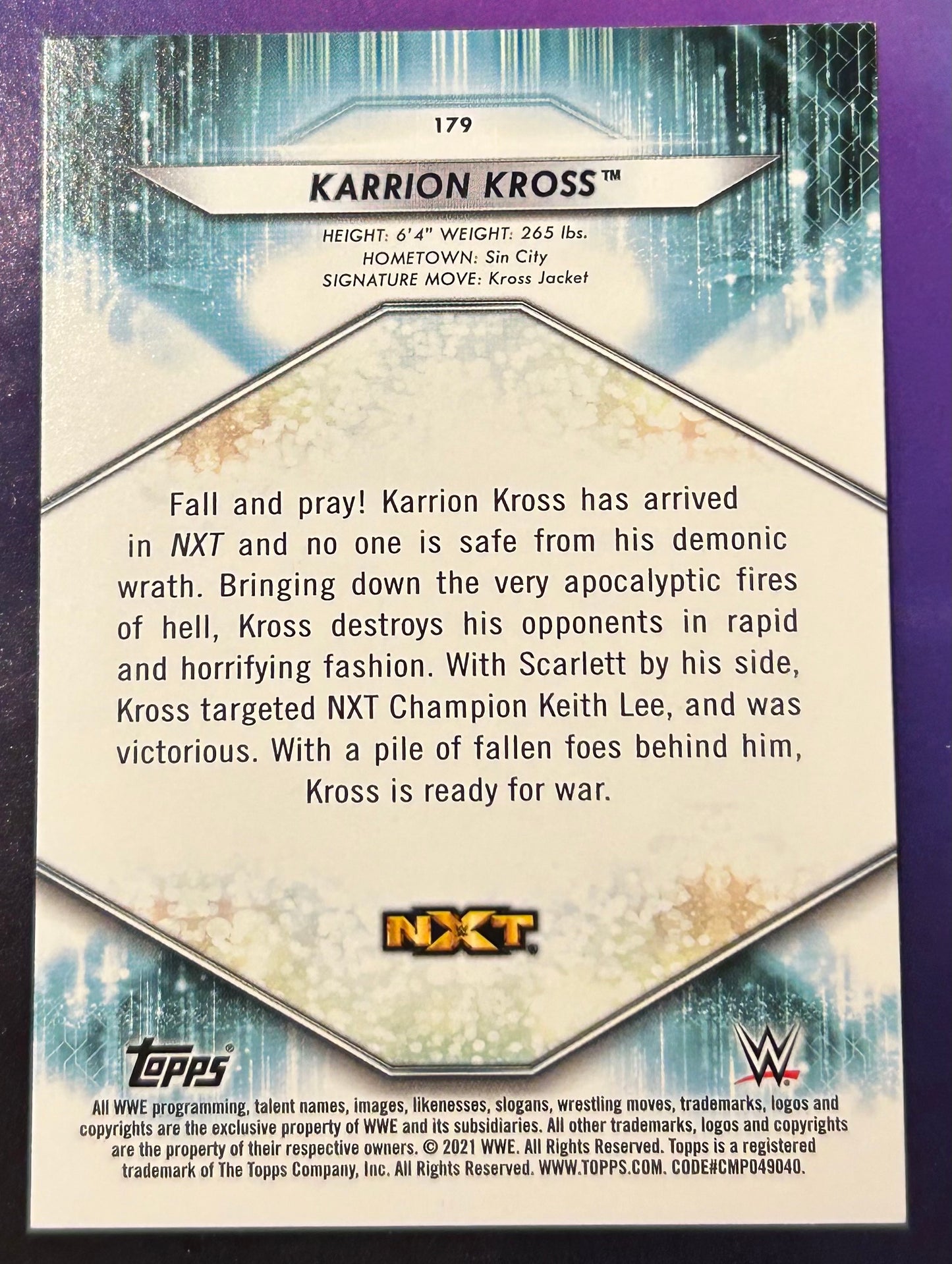 * Karrion Kross 2021 WWE NXT Topps Card