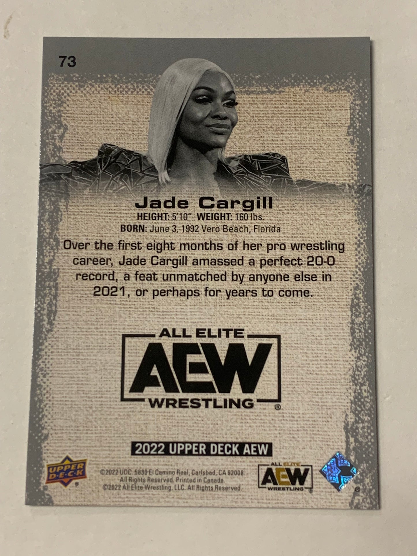 Jade Cargill 2022 AEW UD Upper Deck Card