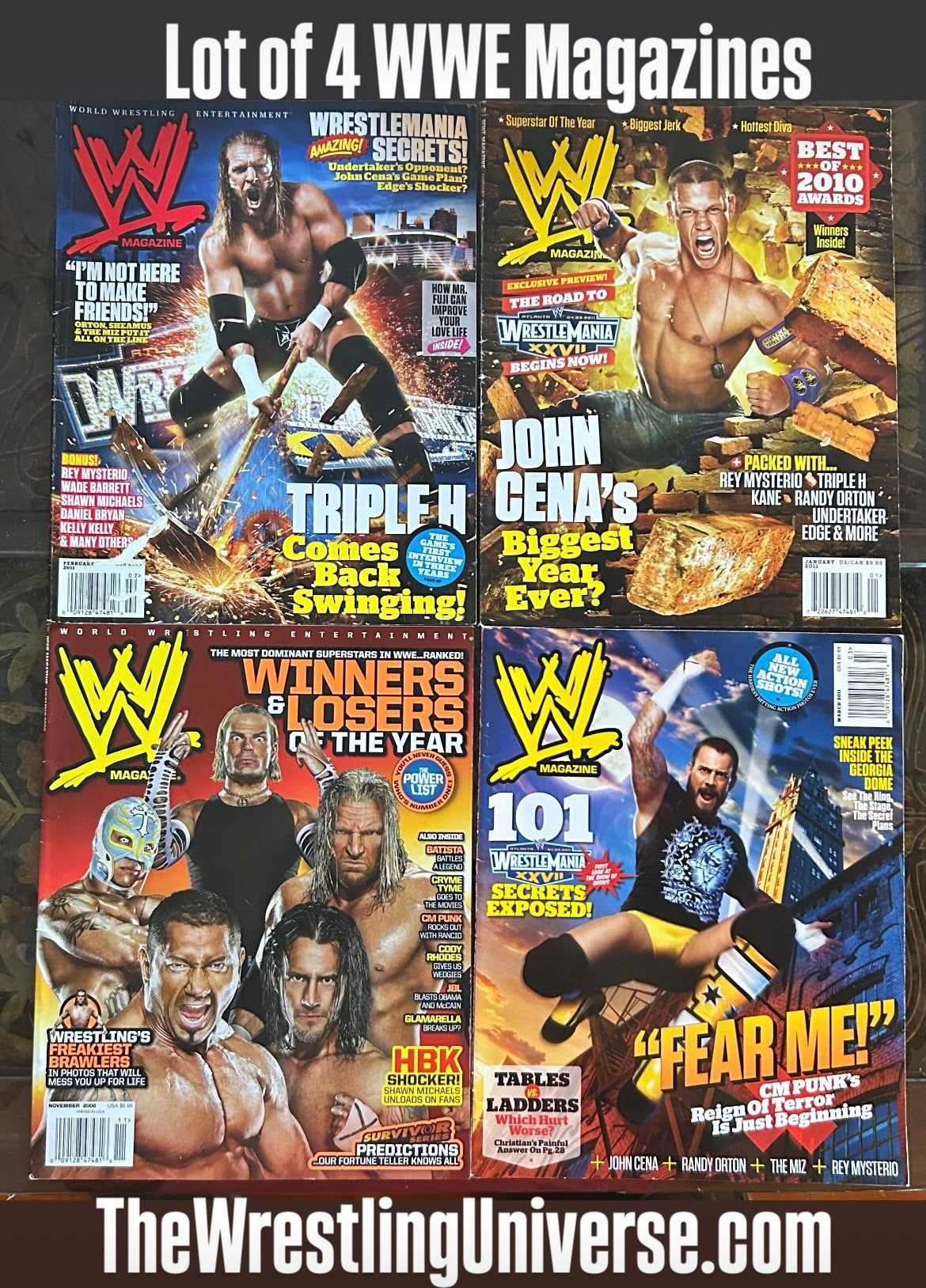 * Lot of (4) WWE Magazines (No Posters Inside)