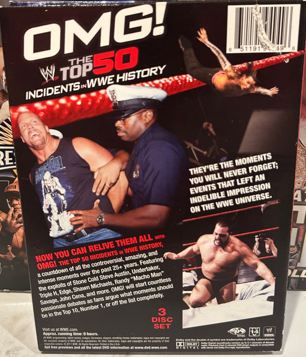 + “OMG! The Top 50 Incidents in WWE History DVD’s” (3-Disc Set)