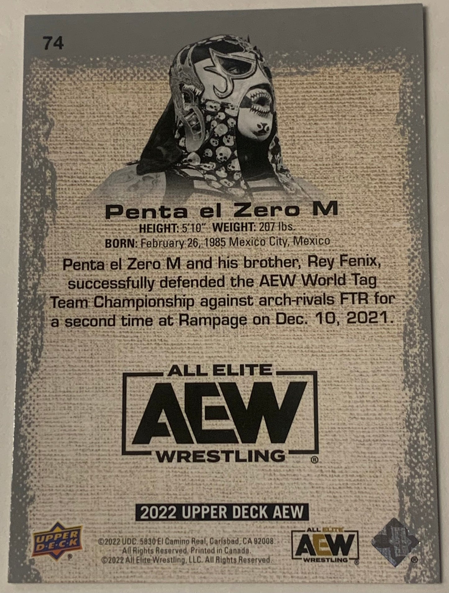 Penta El Zero M 2022 AEW UD Upper Deck Card