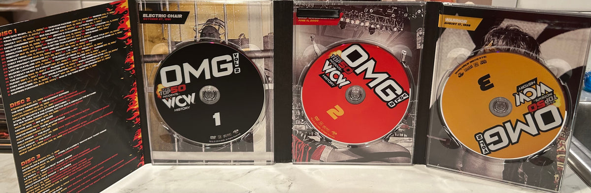+ “OMG!Volume 2, The Top 50 Incidents in WCW DVD’s” (3- Disc Set)