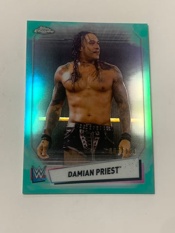 Damian Priest 2021 WWE Topps Chrome GREEN REFRACTOR Card #67/150
