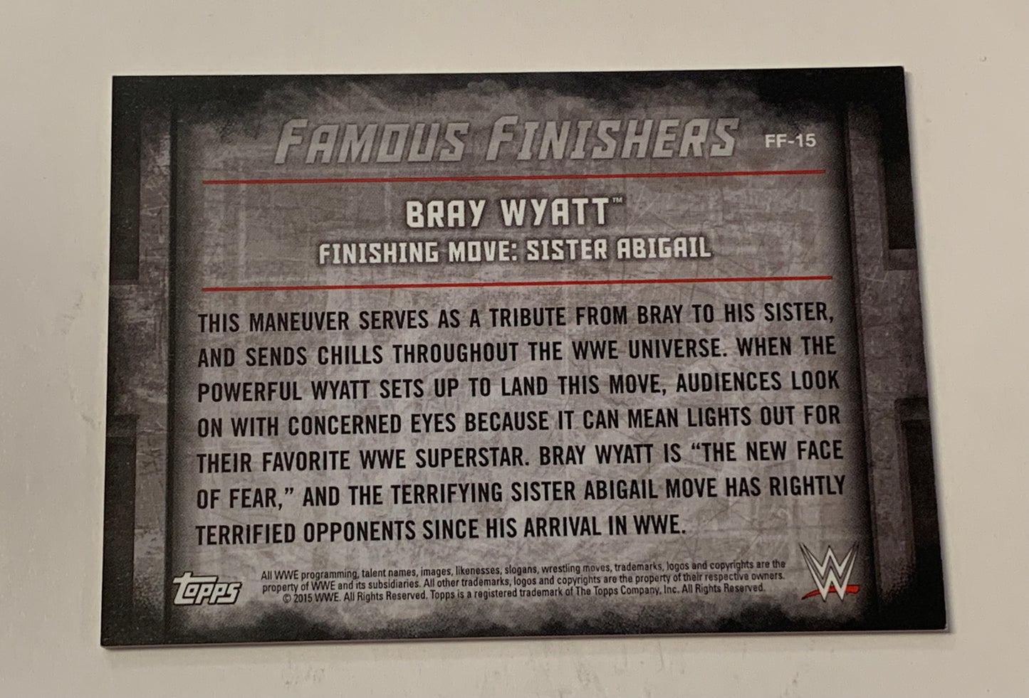 Bray Wyatt 2015 WWE Topps Undisputed “Famous Finishers” Insert