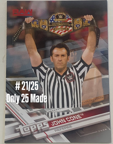 Jone Cone (Referee)  2017 WWE Topps Heritage Parallel Card #21/25 (Only 25 Made)!!!