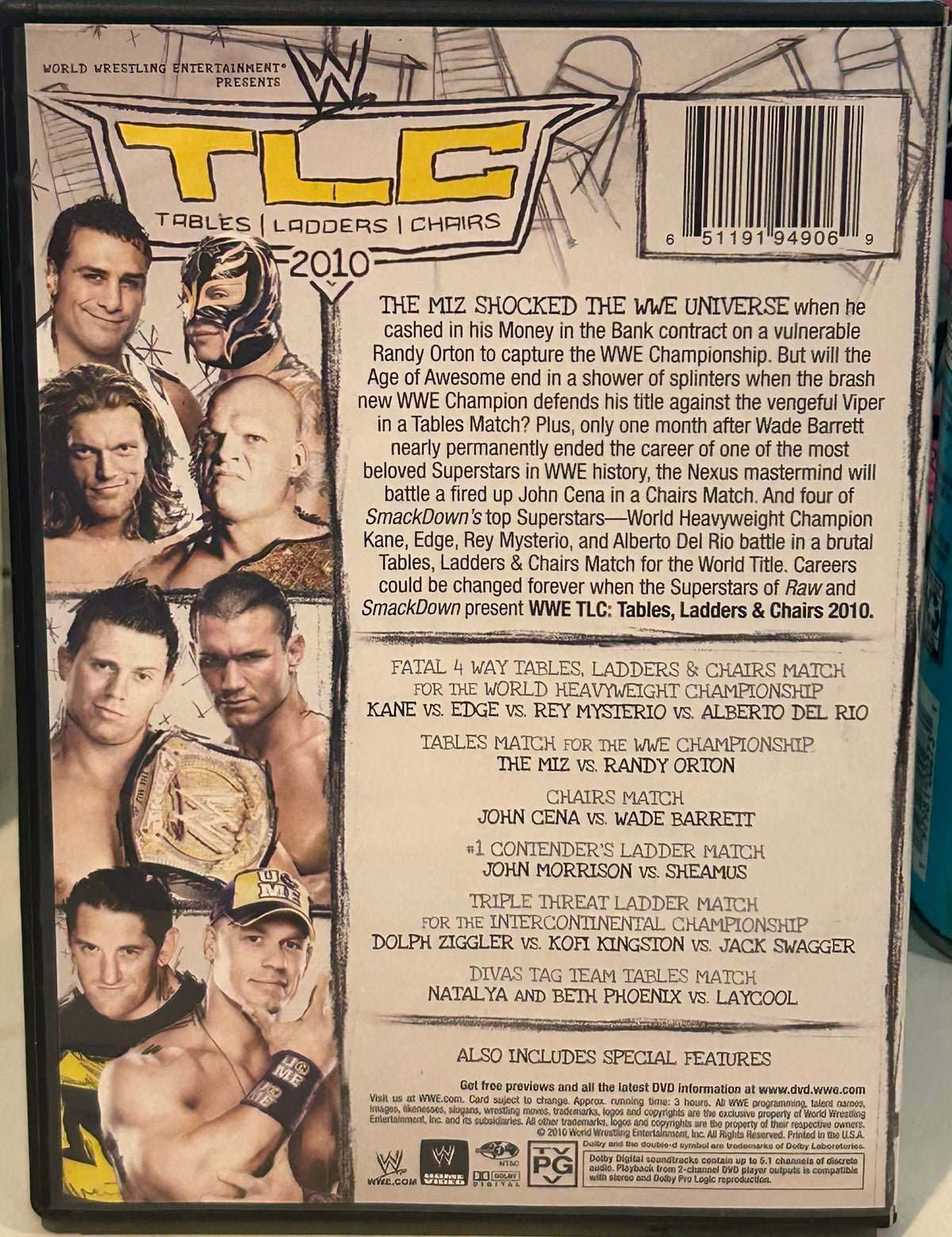 + WWE DVD “TLC 2010, Tables, Ladders & Chairs” (Rey Mysterio, John Cena, Edge & so much more)