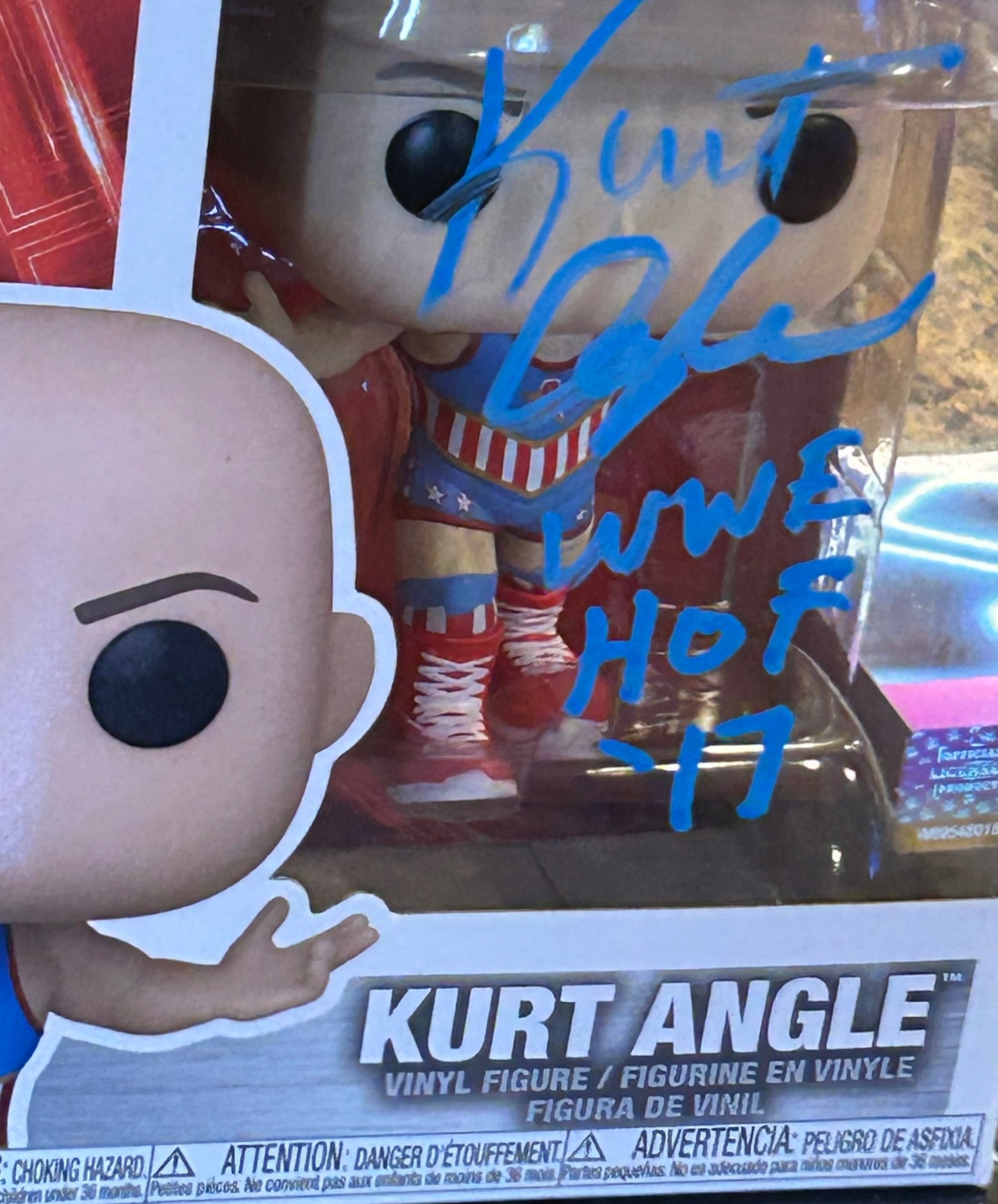 * Kurt Angle Signed WWE Funko Pop (HOF Inscription)