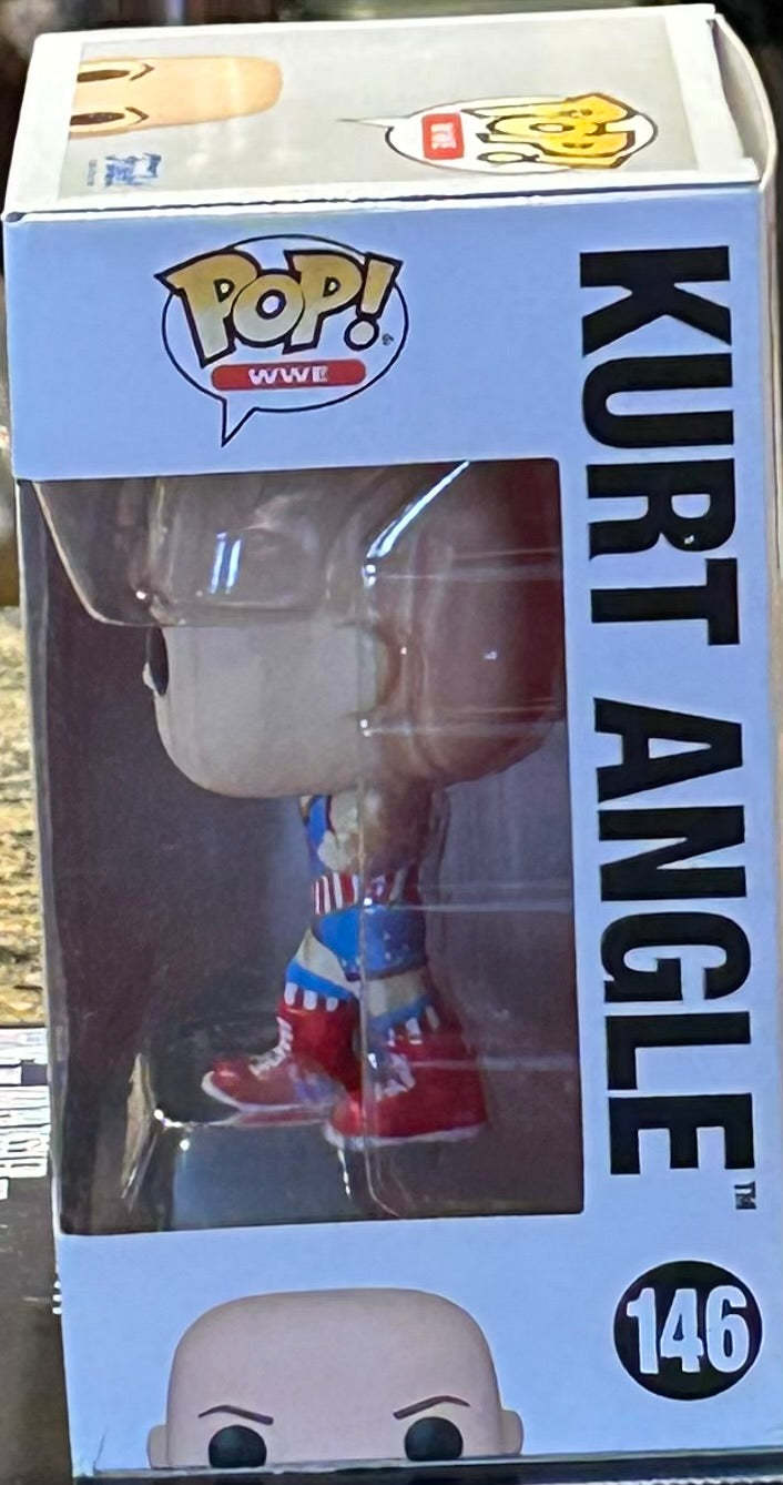 * Kurt Angle Signed WWE Funko Pop (HOF Inscription)