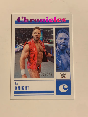 LA Knight 2023 WWE Panini Chronicles Purple Parallel Card #112/349
