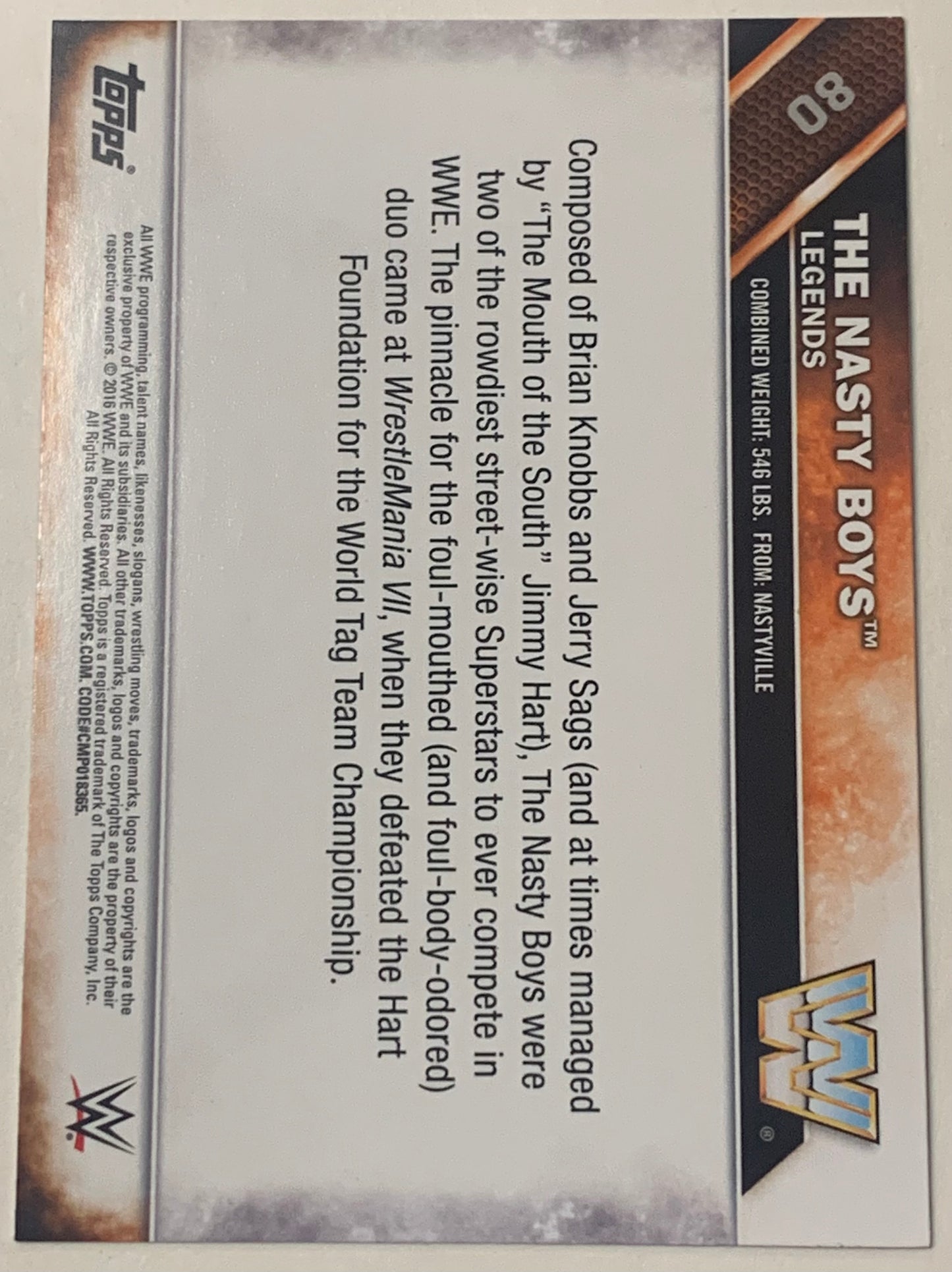 Nasty Boys Brian Knobbs 2016 WWE Topps Heritage SIGNED Card (Comes w/COA)!!!