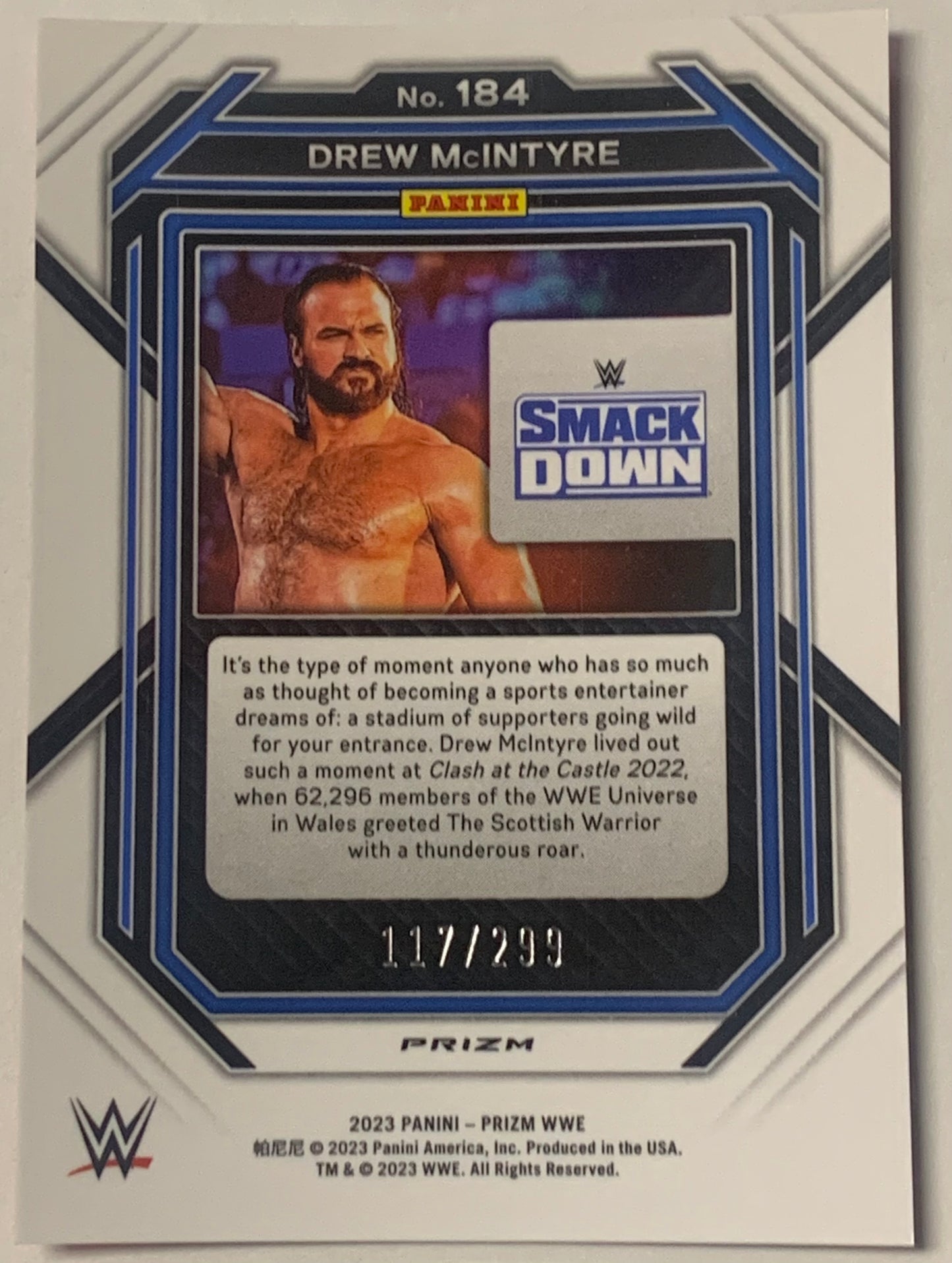 Drew McIntyre 2023 WWE Prizm Red Refractor Card #117/299