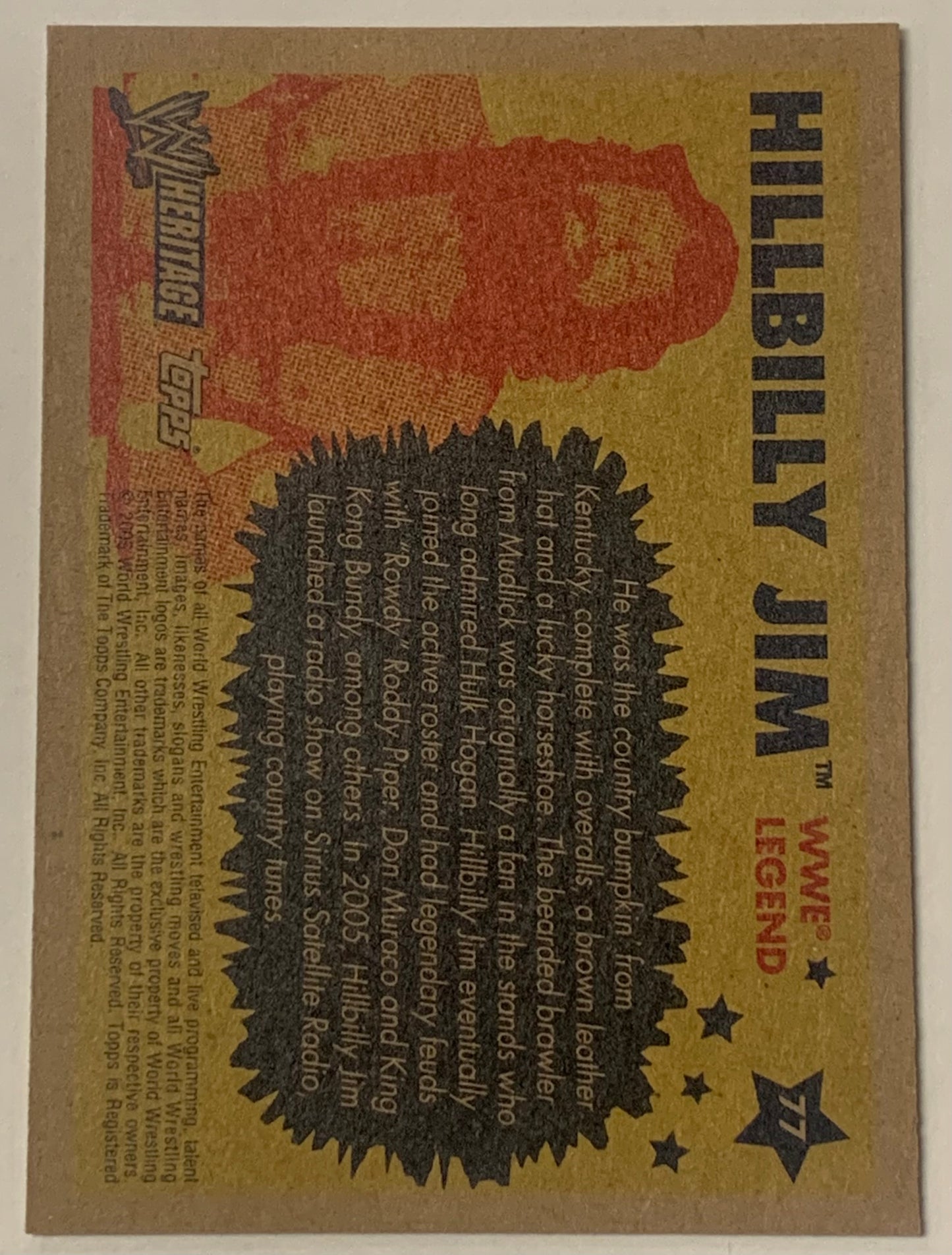 Hillbilly Jim 2005 WWE Topps Heritage SIGNED Card COA