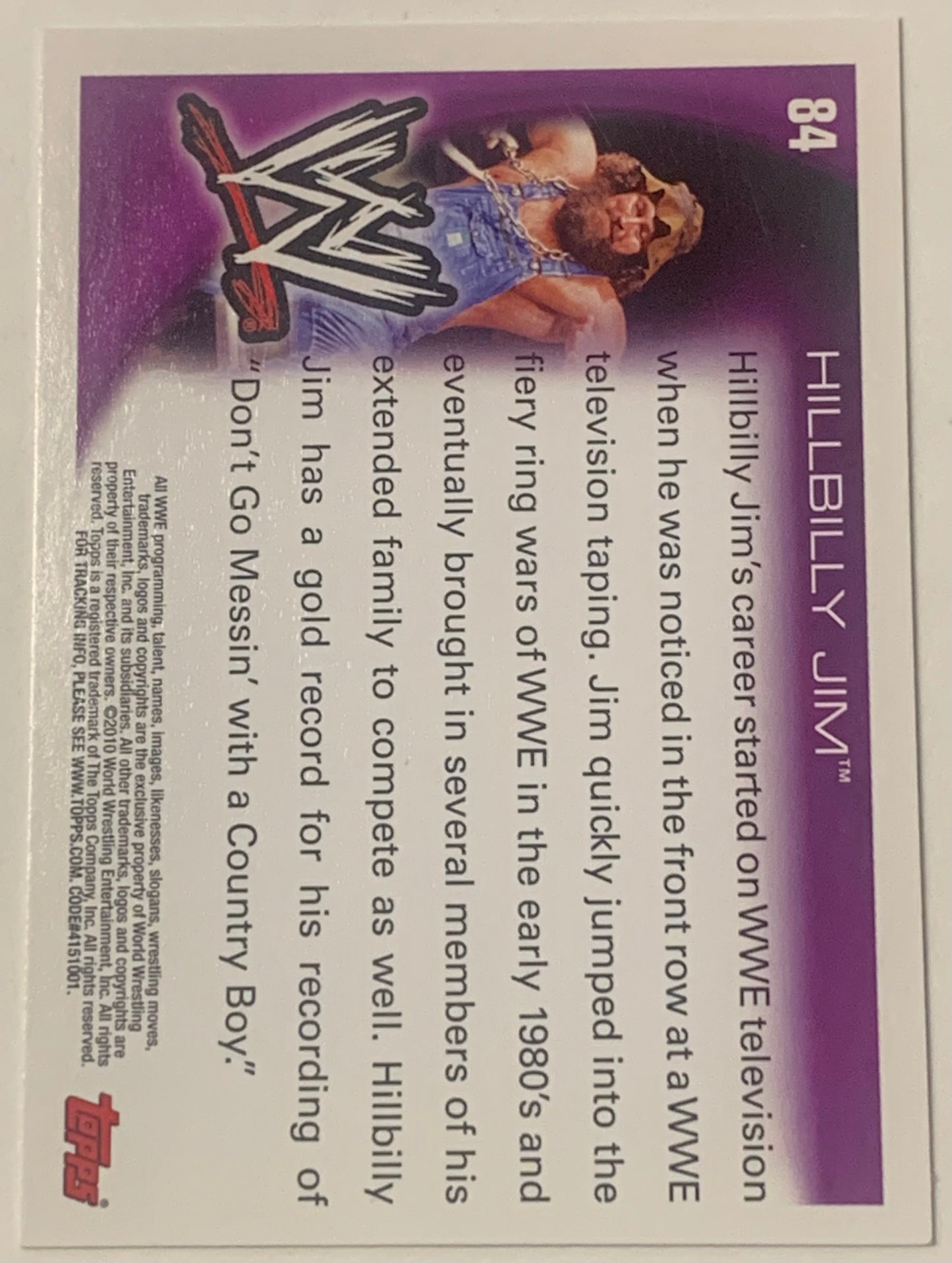 Hillbilly Jim 2010 WWE Topps SIGNED Card COA