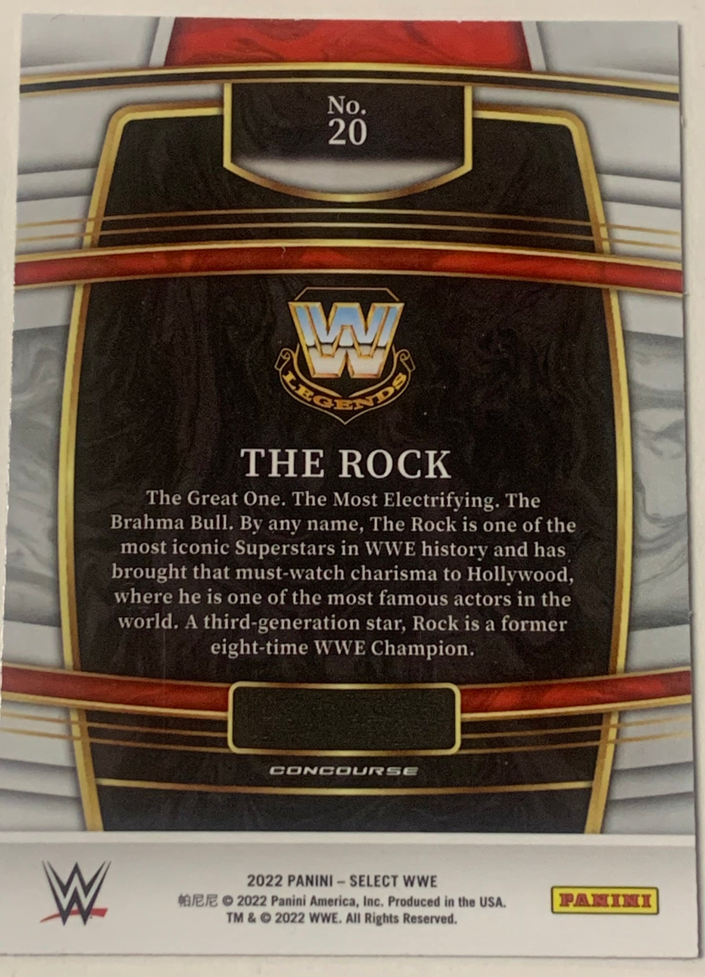 The Rock 2022 WWE Panini Select Concourse Card