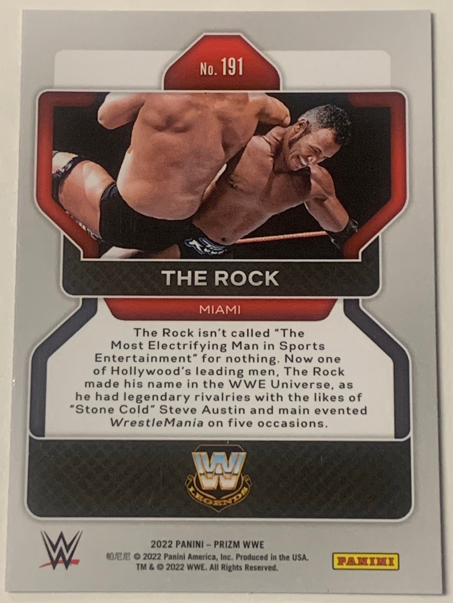 The Rock 2022 WWE Panini Prizm Card