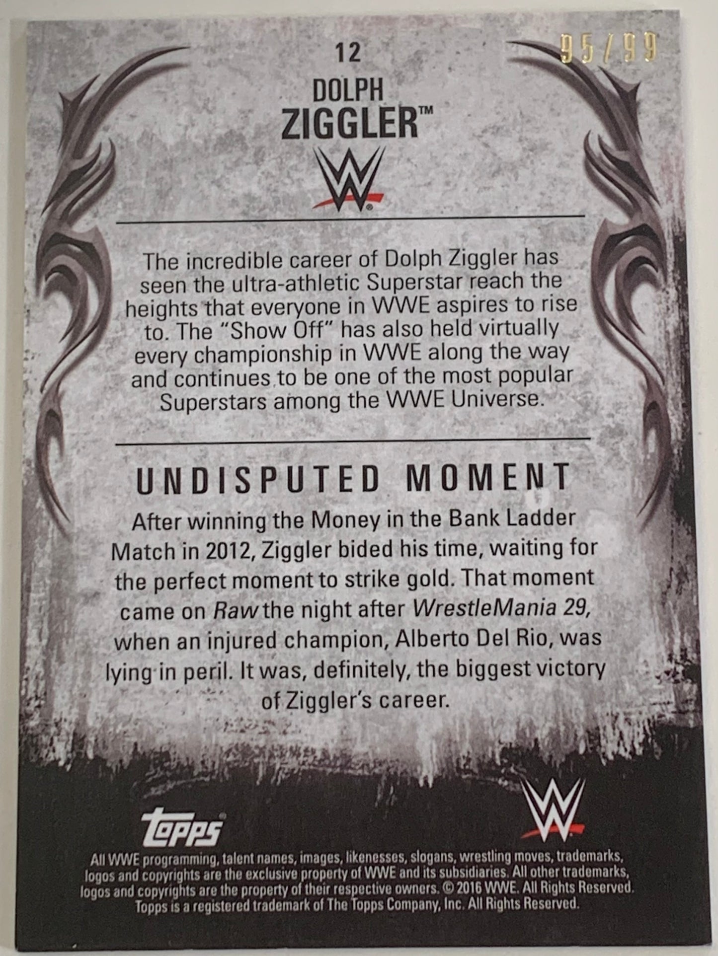 Dolph Ziggler 2015 WWE Topps Undisputed Parallel Card #95/99