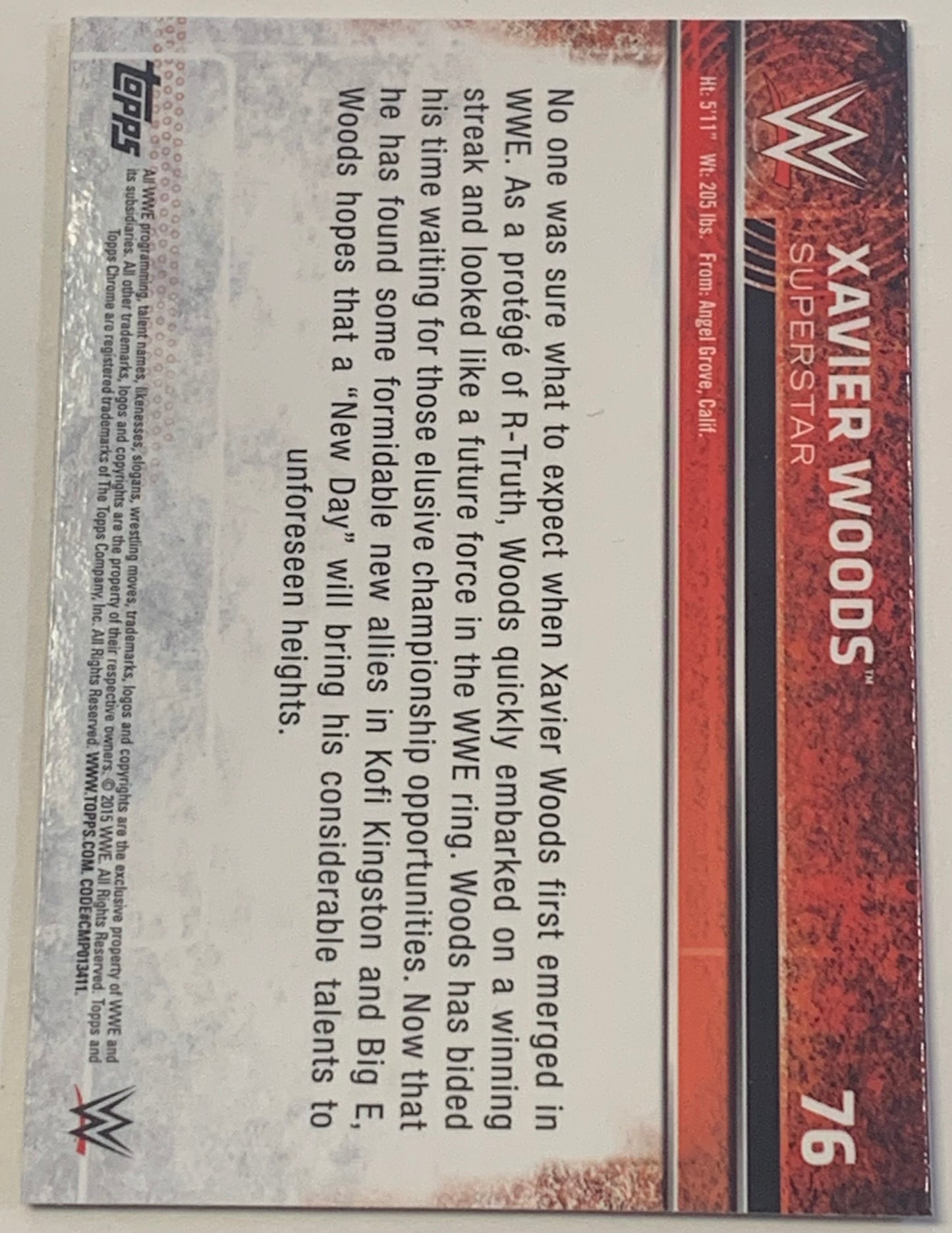 Xavier Woods 2015 WWE Topps Chrome Rookie Card!!!