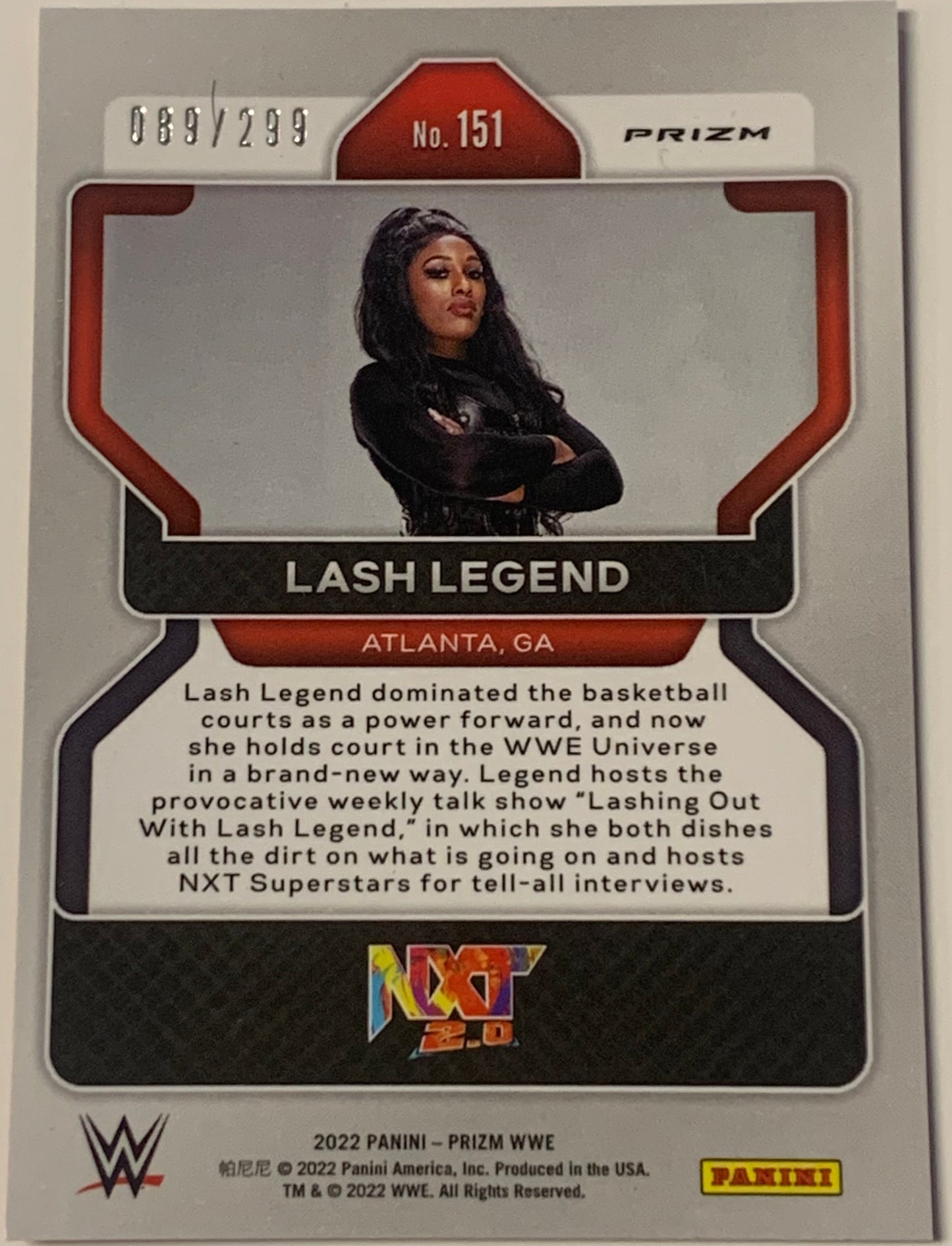 Lash Legend 2022 WWE NXT Prizm RED REFRACTOR ROOKIE Card #89/299