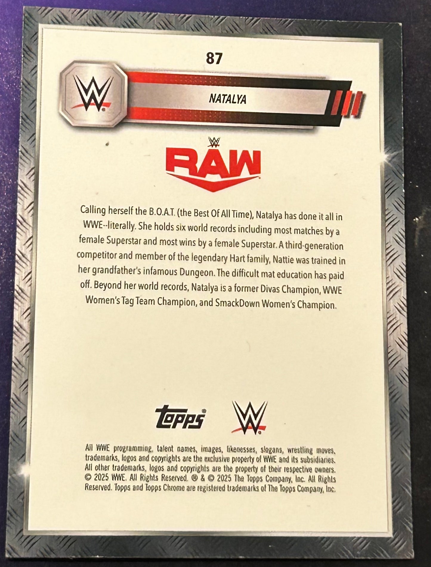 * Natalya SIGNED WWE 2025 Topps Chrome X-Fractor Card (Comes w/COA)