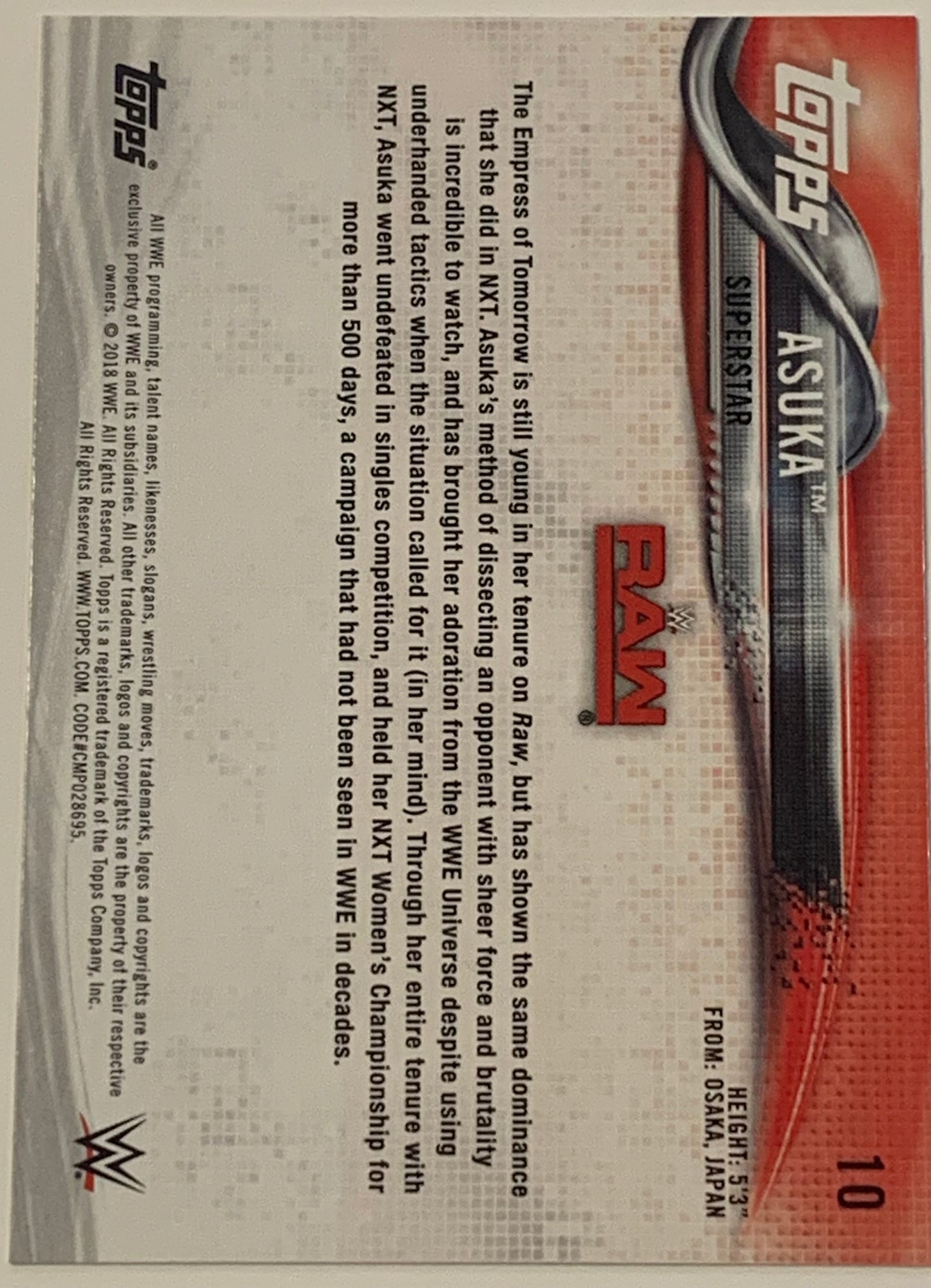 Asuka 2018 WWE Topps ROOKIE Card