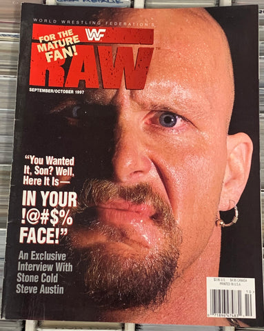 WWF WWE RAW Magazine Sep/Oct 1997 Stone Cold Steve Austin (Double Sided Austin Poster Inside)