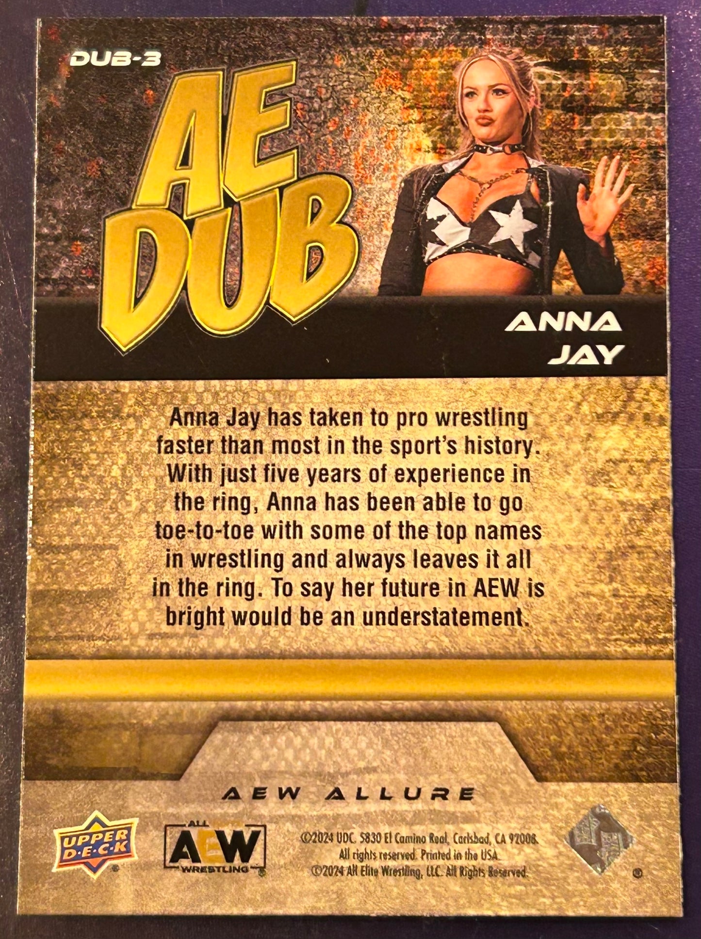 * Anna Jay 2024 AEW UD Upper Deck Allure “AE Dub” Insert Card
