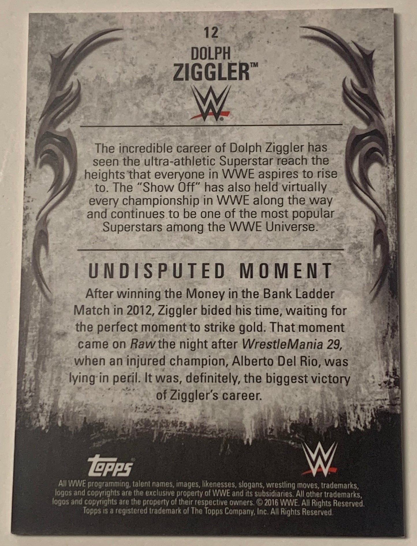 Dolph Ziggler 2016 WWE Topps Undisputed Card