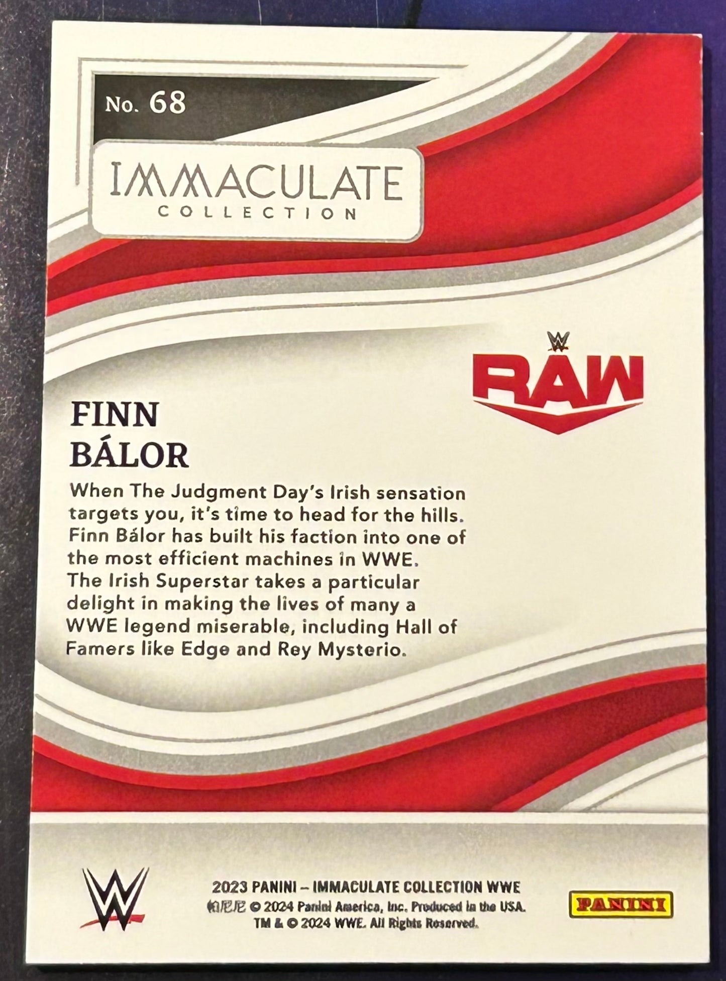 * Finn Balor 2023 Immaculate Collection Card #3/75