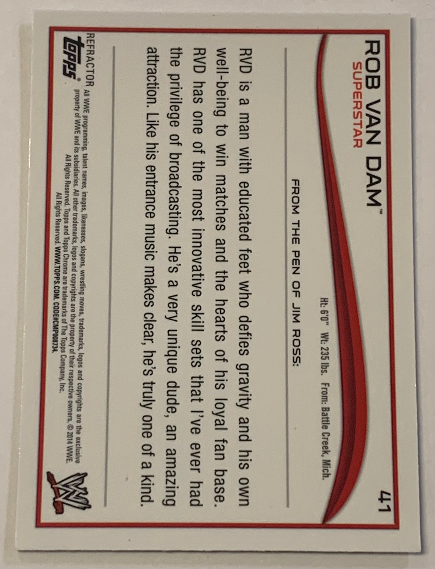 RVD Rob Van Dam 2014 WWE Topps Chrome REFRACTOR