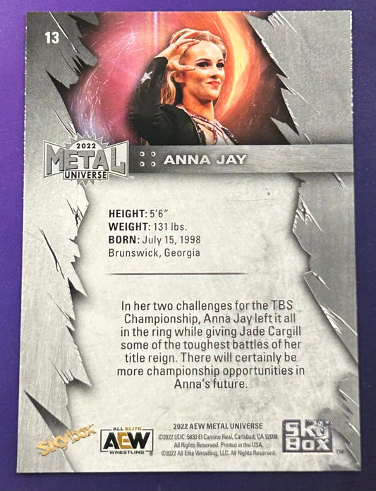 * Anna Jay 2022 AEW Skybox Metal Universe BLUE Parallel Card