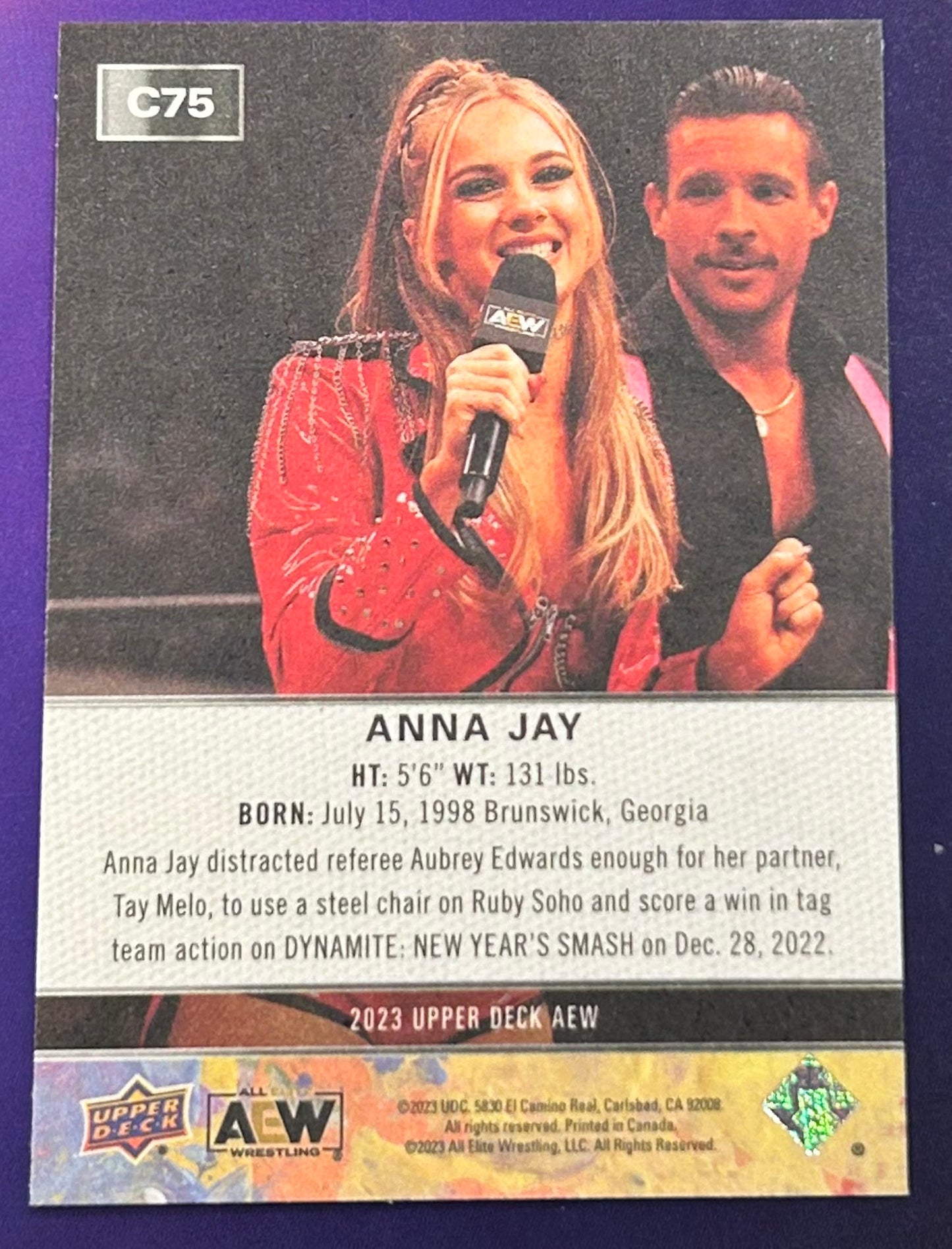 * Anna Jay 2023 AEW UD Upper Deck CANVAS Insert Card
