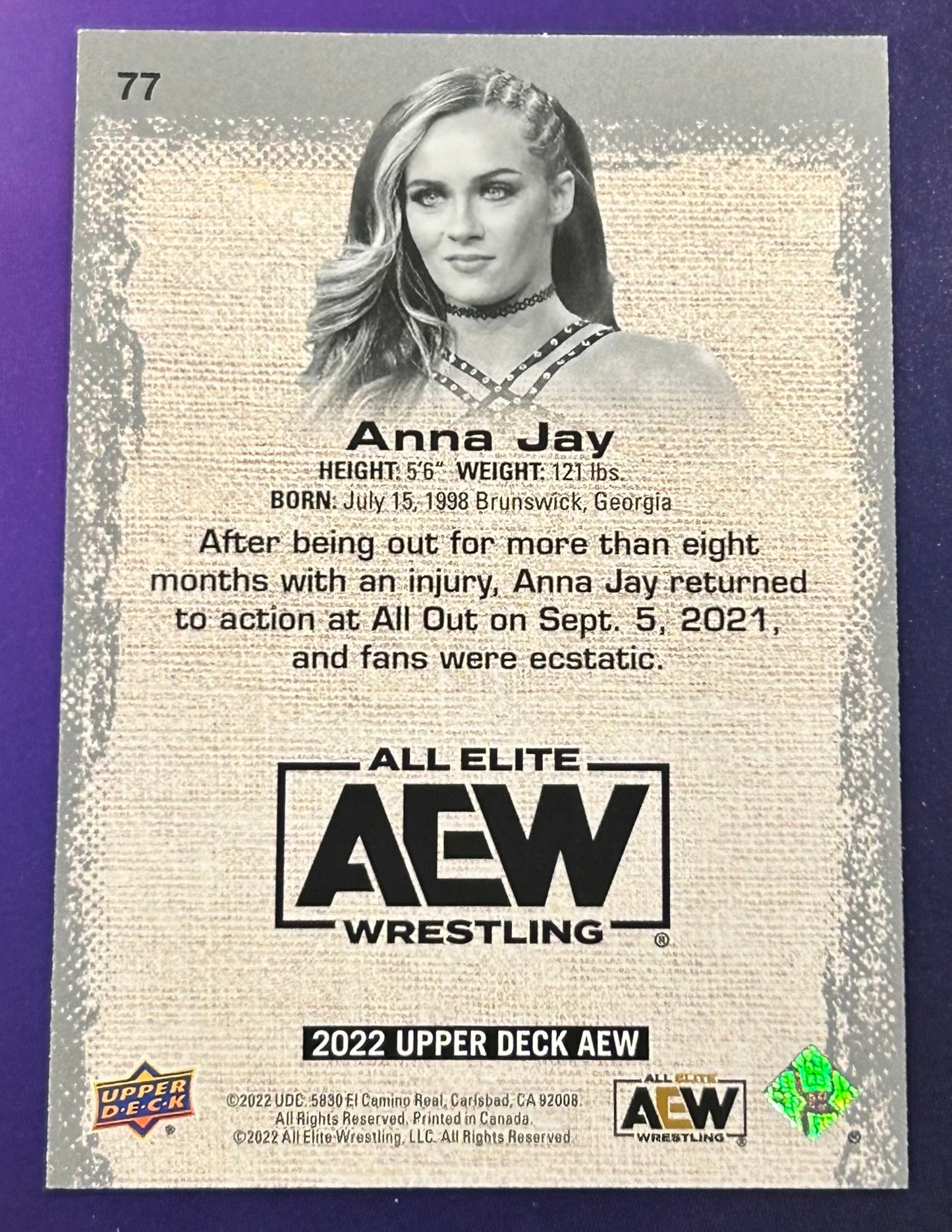 * Anna Jay 2022 AEW UD Upper Deck PYRO Parallel Card